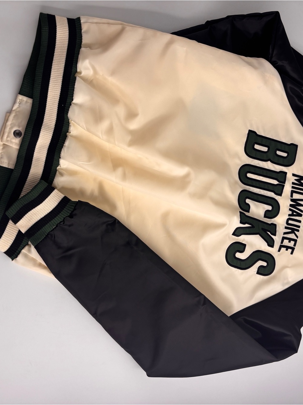 STARTER Cream and Black Satin Team Jacket